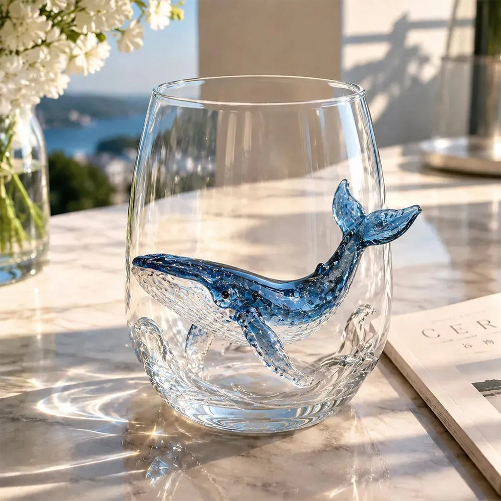 3D Ocean Animal Glass 350ml Borosilicate Wine Glass - Whale