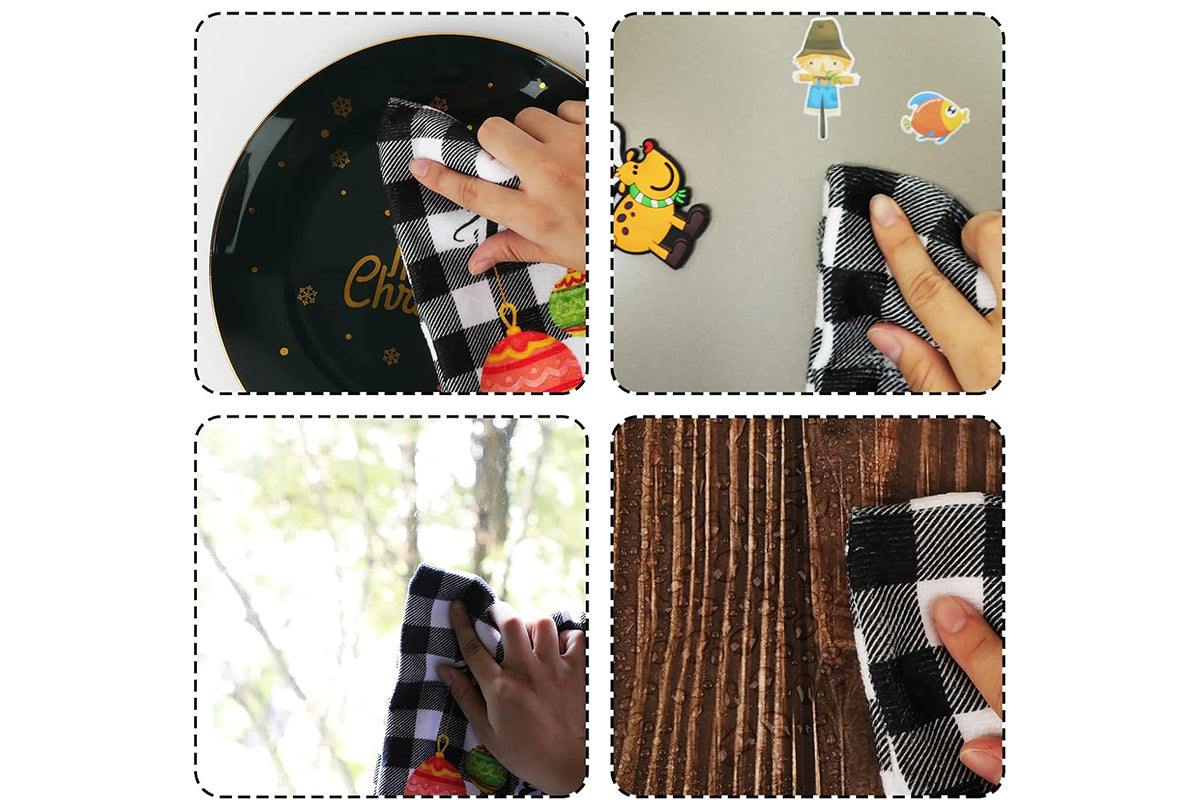 4Pcs Set Christmas Kitchen Towels Grinch Hand Inspirited Towel Merry Christmas Decorative Xmas Absorbent Dish Towels-Style 3