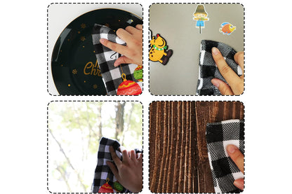 4Pcs Set Christmas Kitchen Towels Grinch Hand Inspirited Towel Merry Christmas Decorative Xmas Absorbent Dish Towels-Style 3