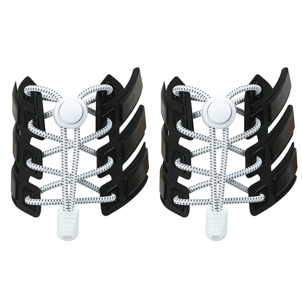 2 Pairs Elastic No Tie Shoelaces with Spring Lock-White