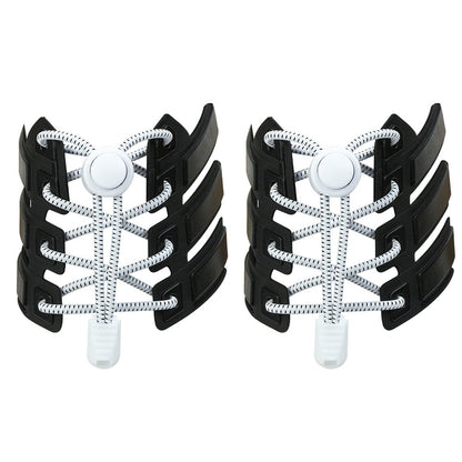 2 Pairs Elastic No Tie Shoelaces with Spring Lock-White
