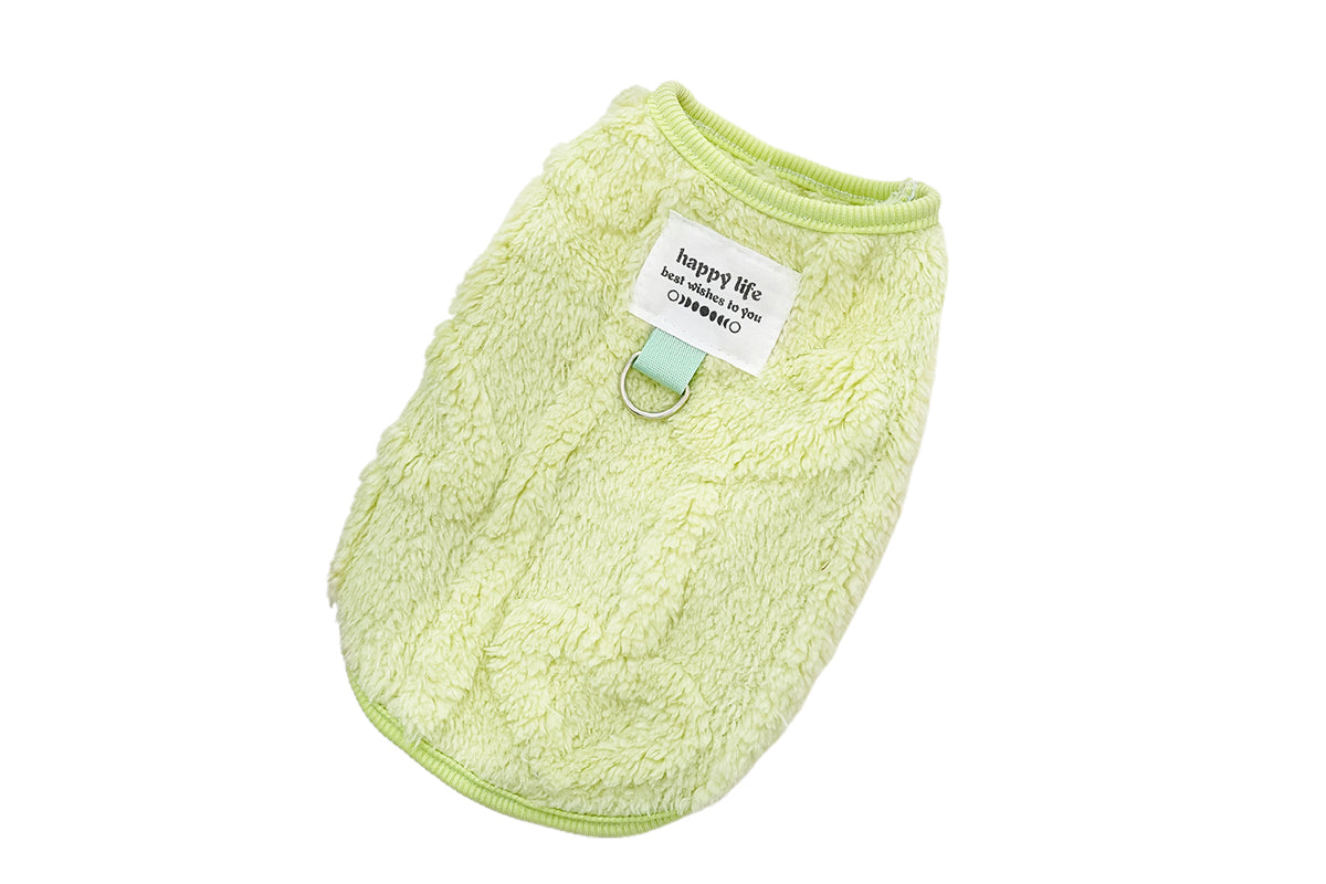 Sherpa Fleece Dog Jumper Sweater with D-Ring for Small Dogs Chihuahua Yorkshire -Green