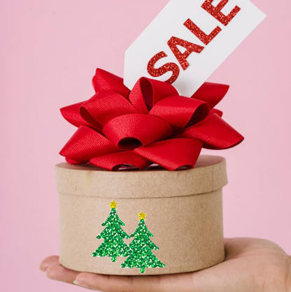 2 Rolls of 500 Christmas Holographic Stickers 3cm Diameter - Christmas Tree