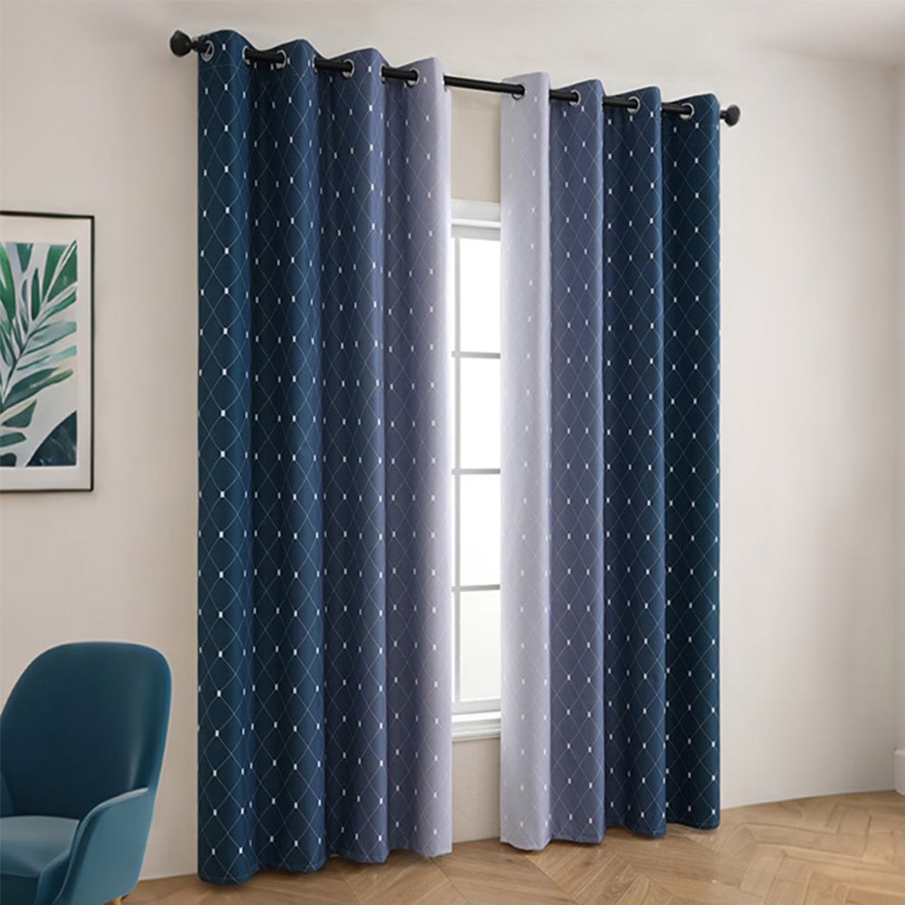 Blackout Curtain Gradient Color Curtains-Dark Blue