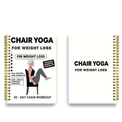 Adult 30 Day Chair Yoga Spiral Notebook Sitting Guide Book - White