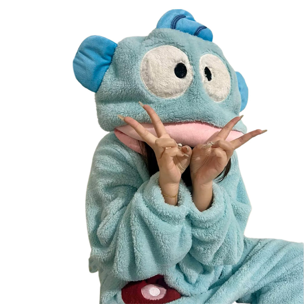 Monster Onesie Big Mouth Monster Onesie Soft Plush Loungewear for Sleeping-Blue