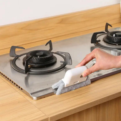 2-in-1 Window Rail Cleaning Tool Track Cleaning Brush Gap Groove Sliding Cleaner with Scraper