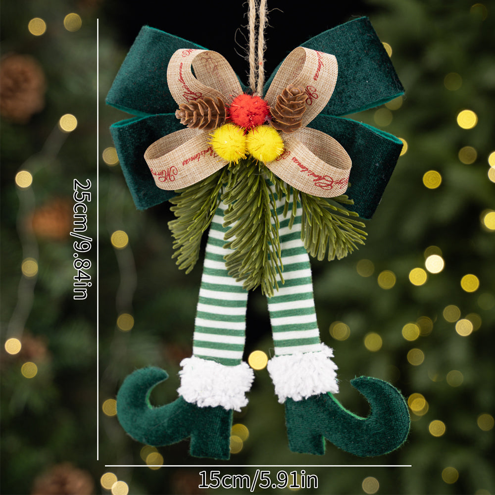 Christmas Bow Elf Leg Hanging Ornaments Christmas Tree Decor - Green