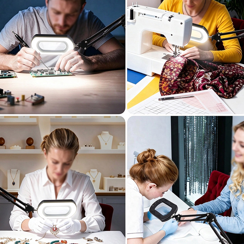 15X Magnification Desk Lamp Long Arm Folding Magnifying Lamp