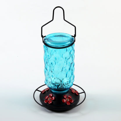 Stained Glass Hummingbird Feeder Wide Mouth Garden Decor-Blue