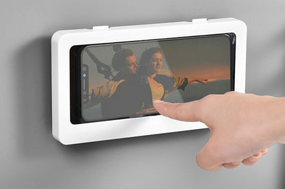 2Pcs Bathroom Waterproof Anti-Fog Wall Mount Shower Phone Storage Case-White
