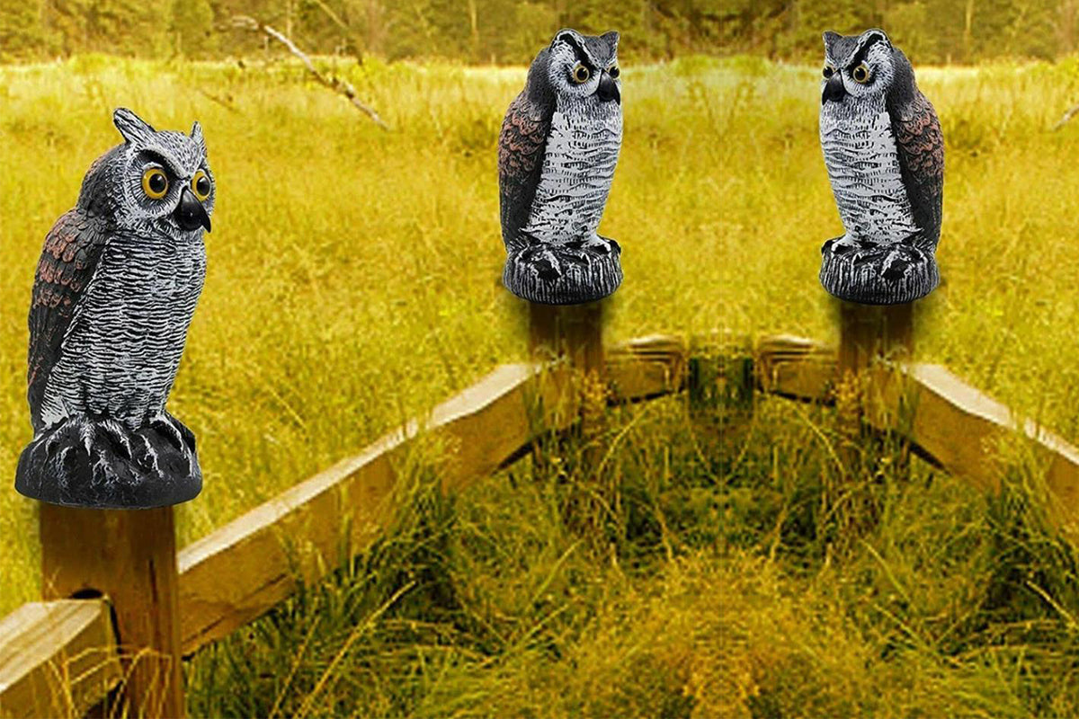 Large Fake Owl Decoy to Scare Birds Away Garden Bird Deterrents for Outside -Red