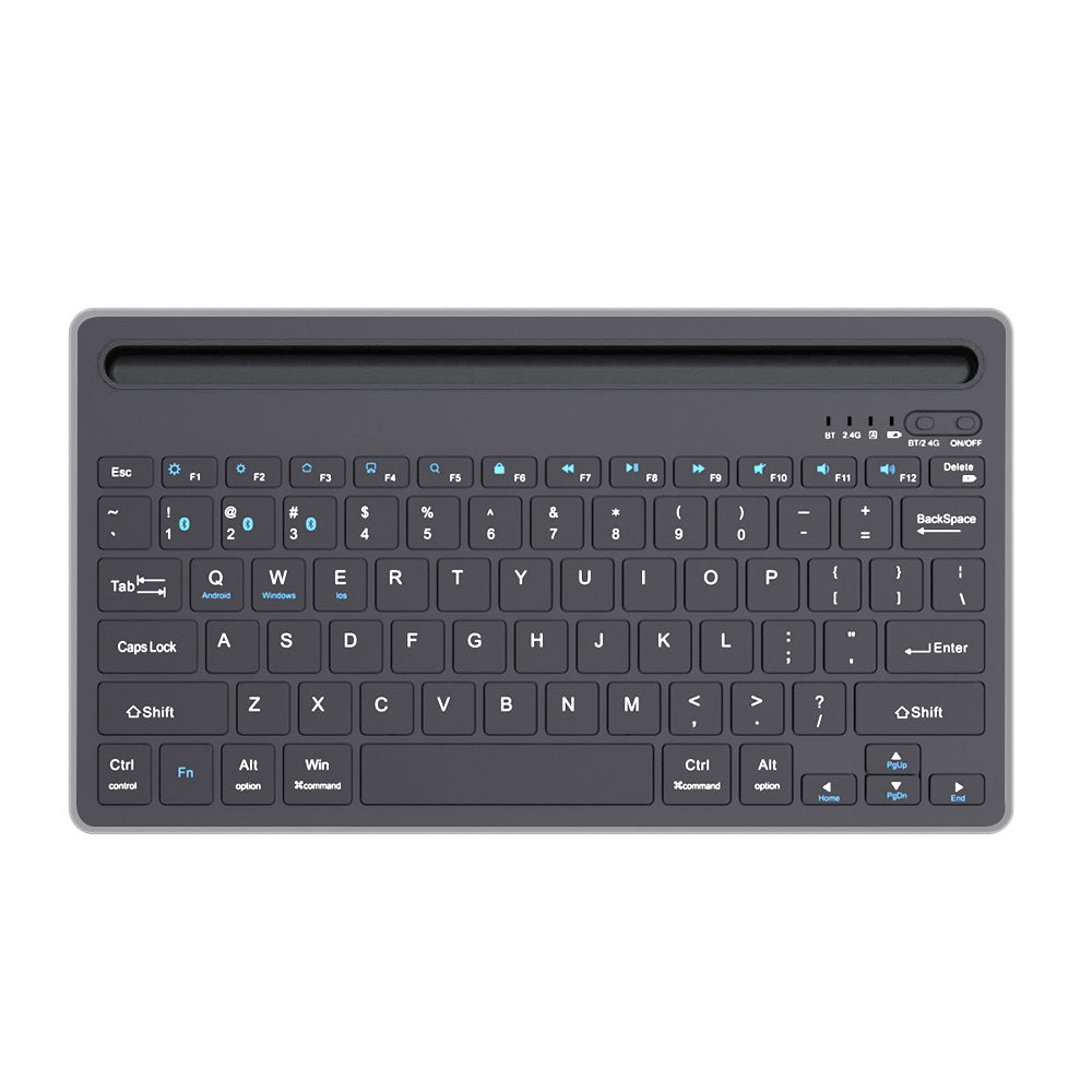 Wireless Keyboard with Phone and Tablet Stand for Windows MacOS iOS iPad-Black
