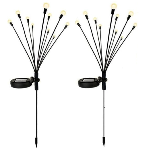 Solar Garden Lights 2Pcs 10LED Solar Powered Firefly Light Ground Patio Stake Walkway Lamp Outdoor Garden Decor -Yellow