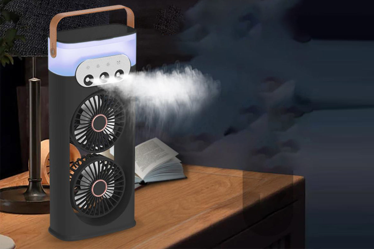 Tower Cooling Fans Standing Desk Fan with 3 Speeds and Light for Bedroom -Black