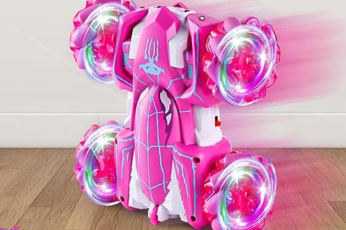 Spider Remote Control Car with Cool Lights 360?? Rotating 4WD Off-Road Race Car -Pink