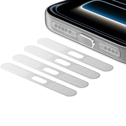 4Piece Metal Dust Mesh Covers for iPhone 18 Pro 18 Pro Max - Silver