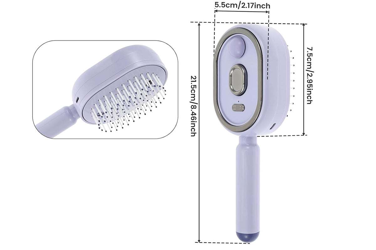 Mist Spray Cushion Comb Electric Steam Hair Brush - Purple