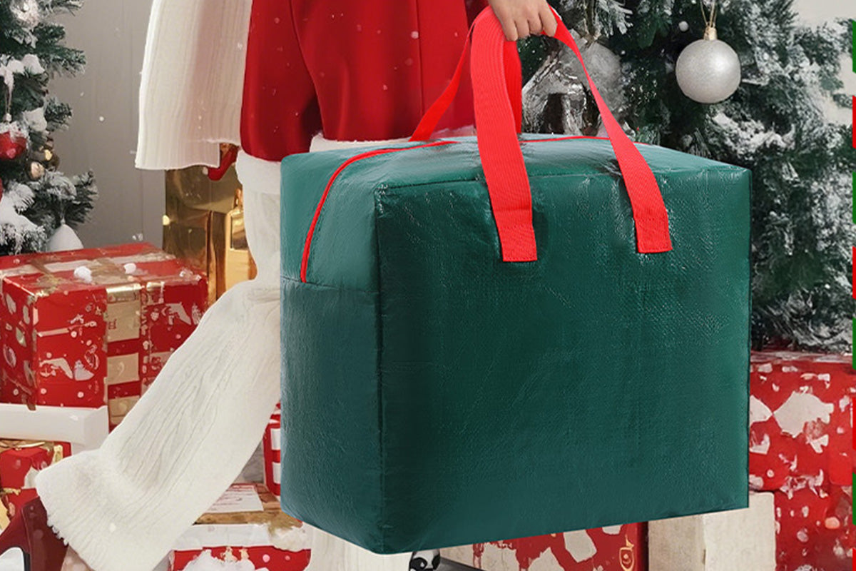 3Pcs Large Christmas Tree Storage Bags Waterproof with Handles and Zipper-Green