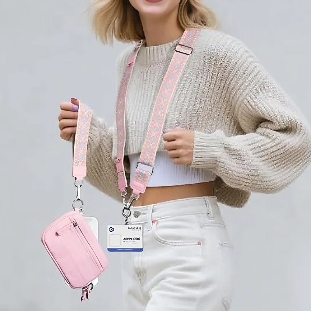 2Pcs Phone Lanyard Clip and Go Strap for Phone with Wallet Crossbody -Pink