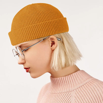 Set of 4 Pieces Unisex Mini Fisherman Beanie Winter Spring Hat Knitted Cap