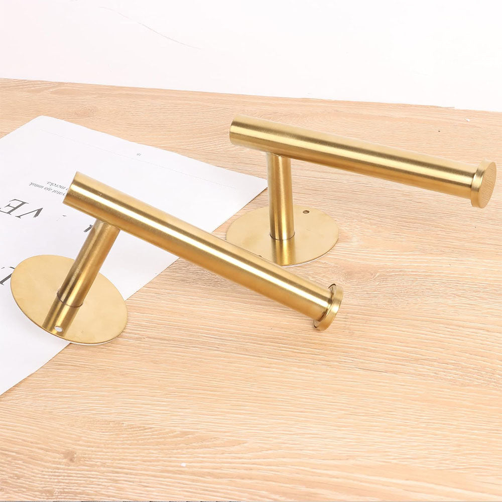 2 Piece Curtain Holdback Hooks and Tissue Roll Holders-Gold