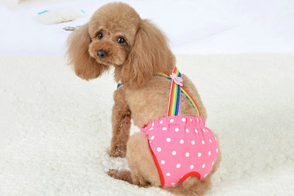 Cute Harness Female Dog Sanitary Pants Reusable Menstrual Diaper-Pink