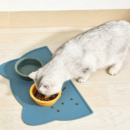 Silicone Pet Feeding Mat with Raised Spill Edge - Blue