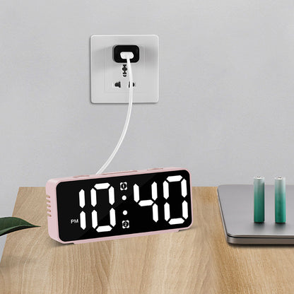 Small Digital Alarm Clock with 6 Dimmers and 5 Alarm Volumes for Bedrooms-Pink