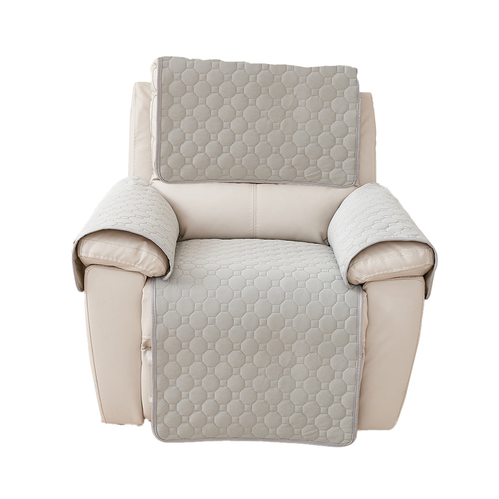 4Pcs Set Non Slip Recliner Chair Covers Couch Covers Pet Protector Slipcovers Light Gray