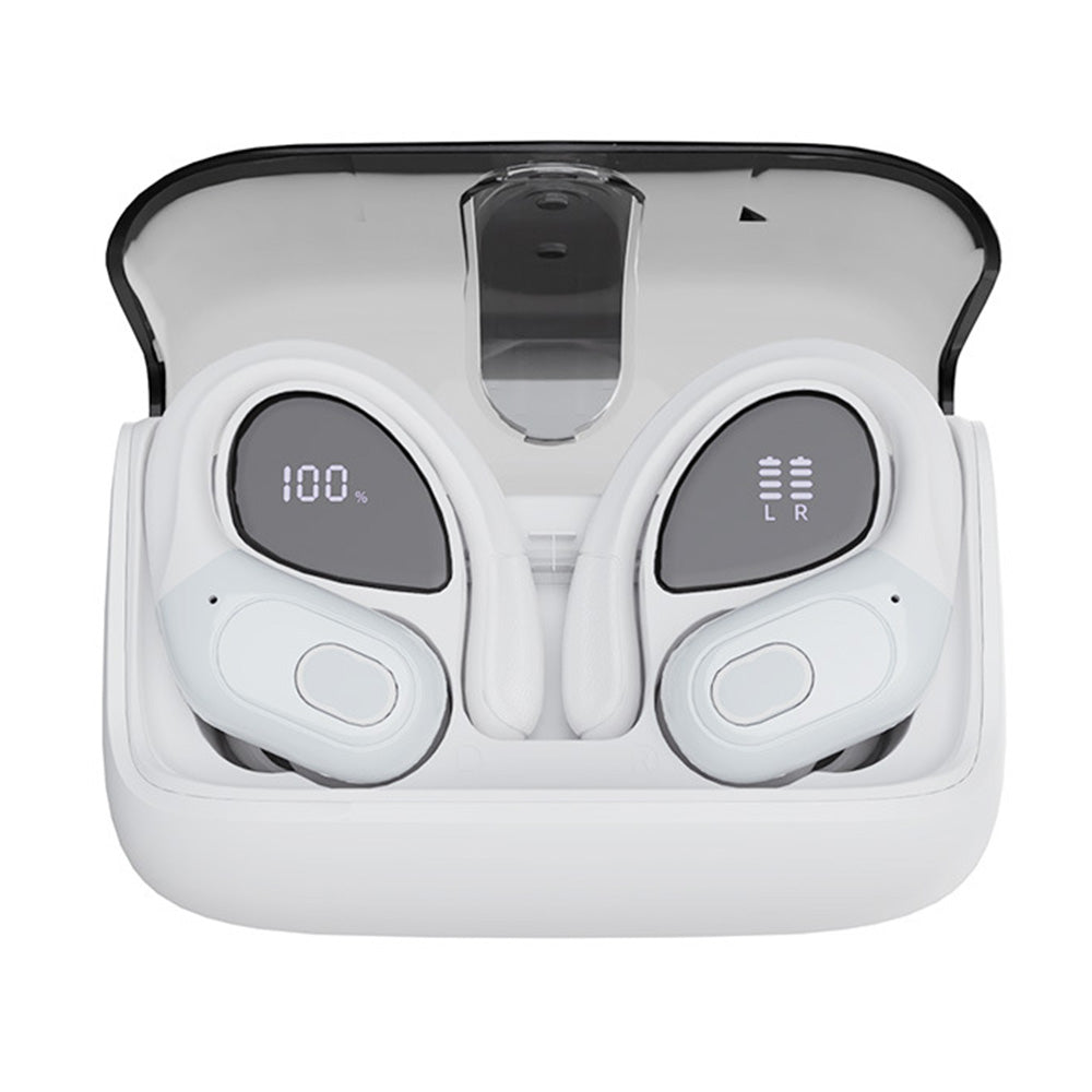 Wireless Bluetooth 5.4 Headphone Over Ear Bud IPX5 Waterproof Earphone for Sport Running-WHI