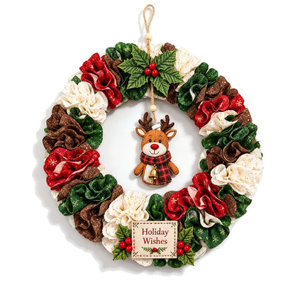 3D Fabric Poke Craft Christmas Wreath DIY Kit for Adults - Reindeer