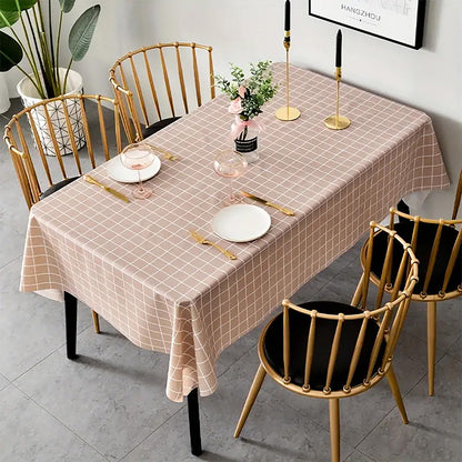 2-Pack PVC Tablecloth Waterproof Oilproof with Checkered Pattern Coffee Check