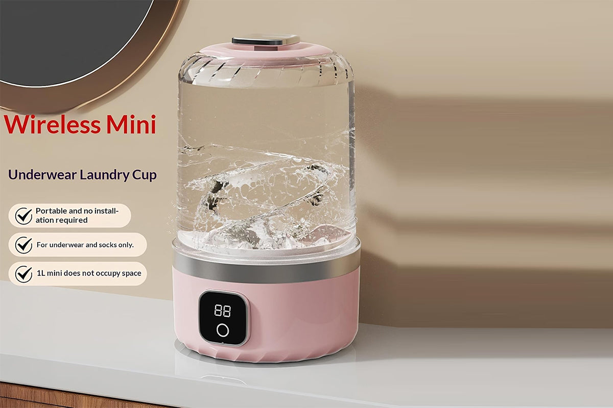 1L Underwear Washing Machine Mini Washer for Apartment Dorm RV Travel-Pink