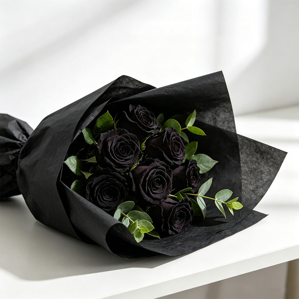 10 Crepe Paper Sheets for Gift Wrapping and Flower Crafts - Black