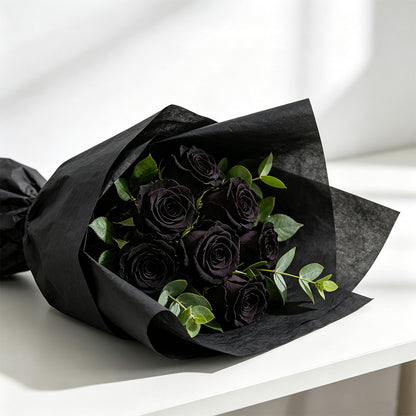 10 Crepe Paper Sheets for Gift Wrapping and Flower Crafts - Black