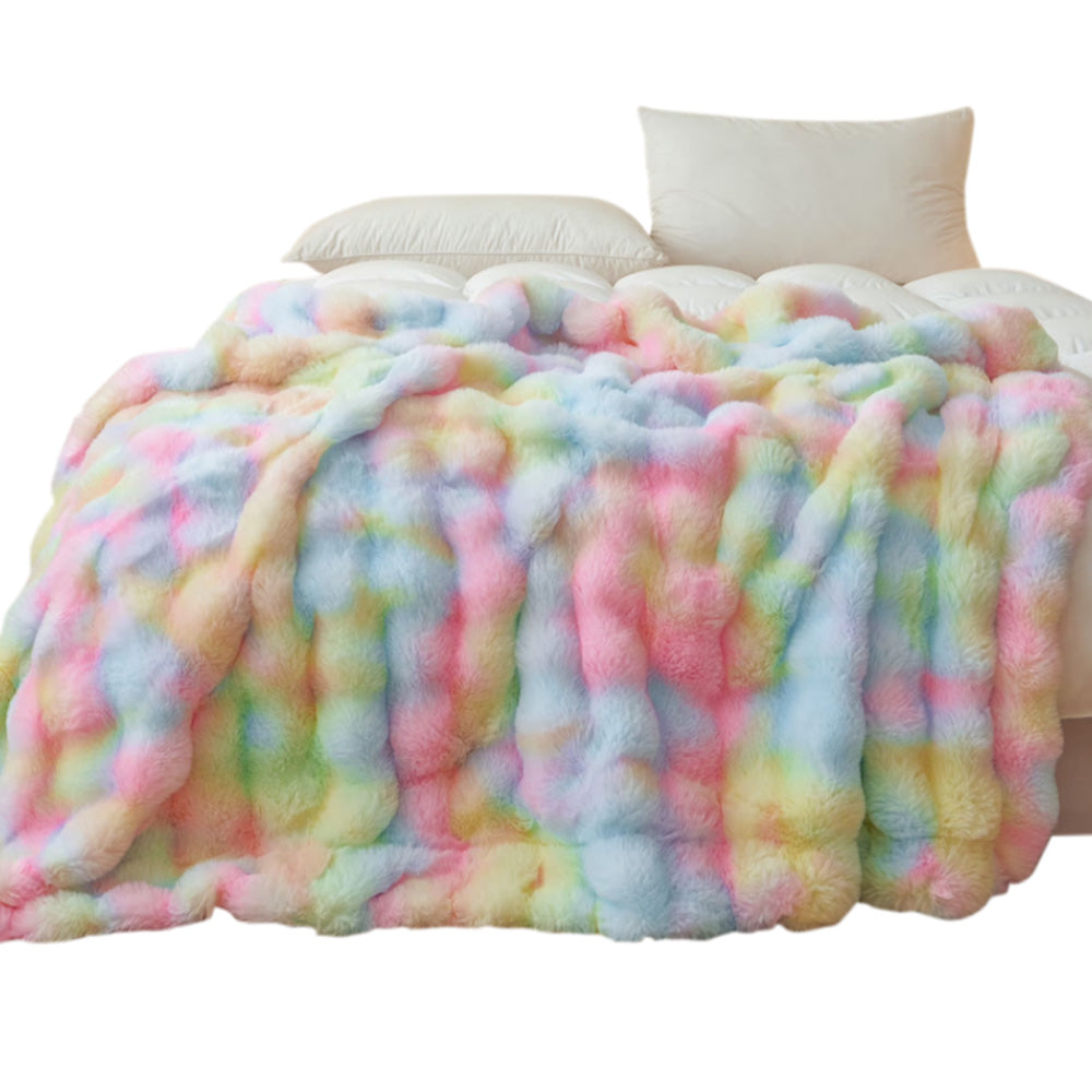 Bubble Tie Dye Throw Blanket Soft Cozy Microfiber Lightweight Warm for Couch-Mixed