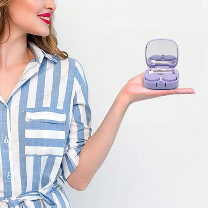 Contact Lens Case and Washer Set Travel Size Contact Lenses Cleaning Storage Tool Kit Purple