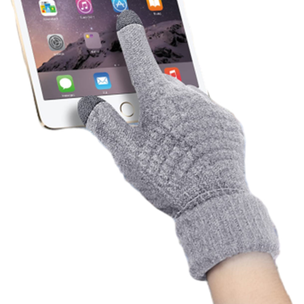 Pair of Winter Thermal Warm Gloves Touchscreen Sports Knit Gloves Grey