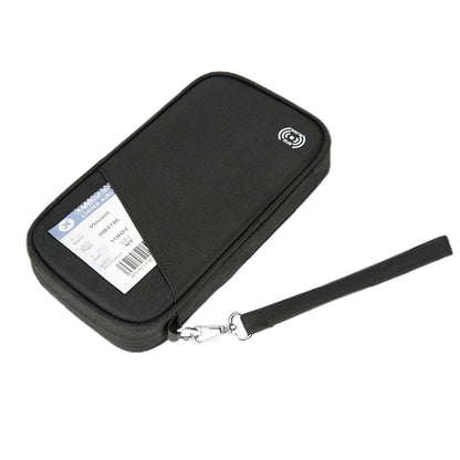 RFID Blocking Passport Holder Family Travel Card Organizer With Zipper Black