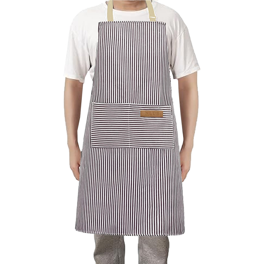 Adjustable Kitchen Cooking Apron with 2 Pockets Cooking Bib Apron for Men Women Grey