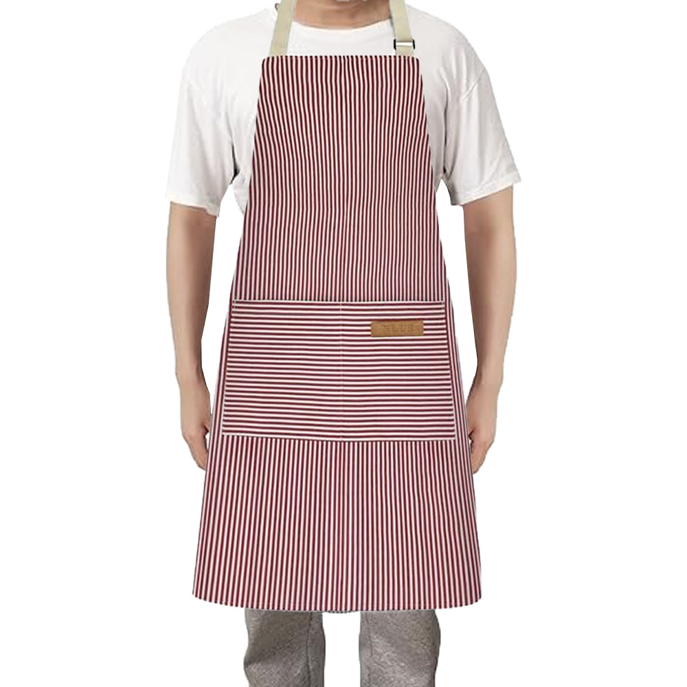 Adjustable Kitchen Cooking Apron with 2 Pockets Cooking Bib Apron for Men Women Red