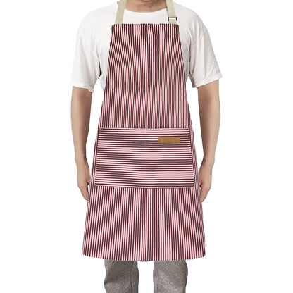 Adjustable Kitchen Cooking Apron with 2 Pockets Cooking Bib Apron for Men Women Red