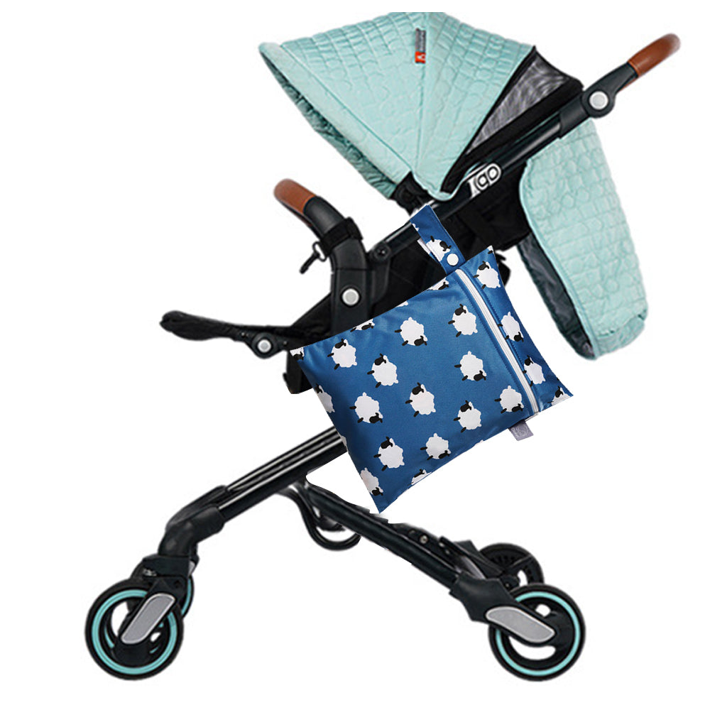 2Pcs Printed Water Resistant Dry Wet Bag Reusable Diaper Storage Bag Swimsuits Bag -Blue