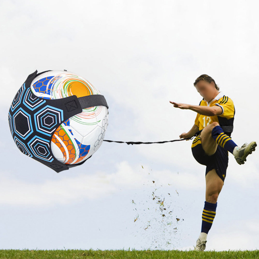 Soccer Volleyball & Rugby Trainer Football Kick and Throw Solo Practice Training Aid Blue
