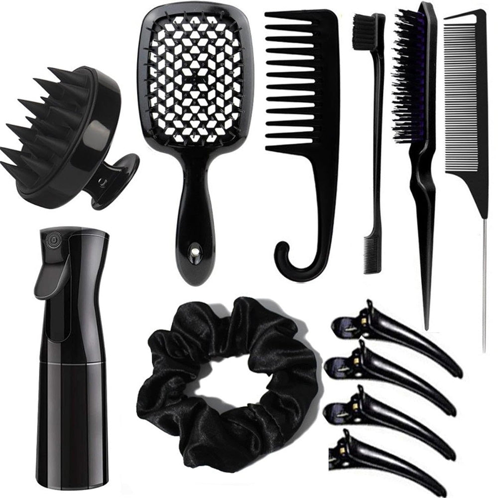 28Pcs Hair Styling Combs Set for Curling Combing Straightening-Black