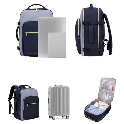 4Pcs Set Travel Luggage Bags 40L Backpack fits 17 inch Laptop with 3 Packing Cubes Navy