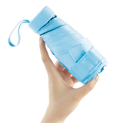 Mini Pocket Umbrella Anti-UV Sun Rain Windproof 6 Folding Umbrella - Blue