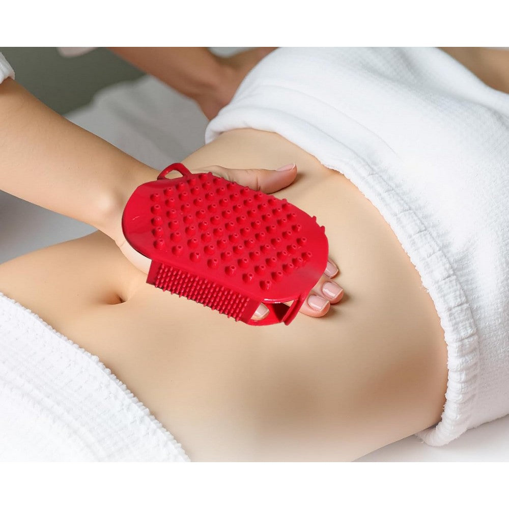 2Pcs Roller Ball Massager Glove Lymphatic Massage Fascia Muscle Release for Back-Red