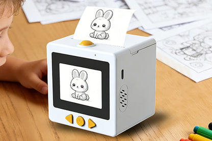 AI Voice Thermal Mini Inkless Sticker Printer with 24in Screen - White